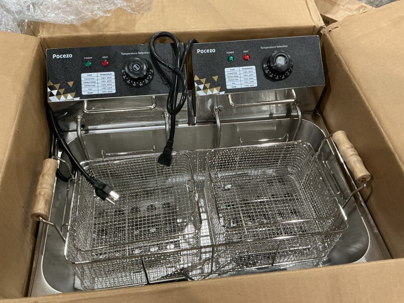 Condition photo showing Good Condition for electric deep fryer 22.6l/24qt stainless steel large capacity commercial fryer with basket, 3400w 110v countertop deep fryer for home kitchen and restaurant use withtemperature control 83