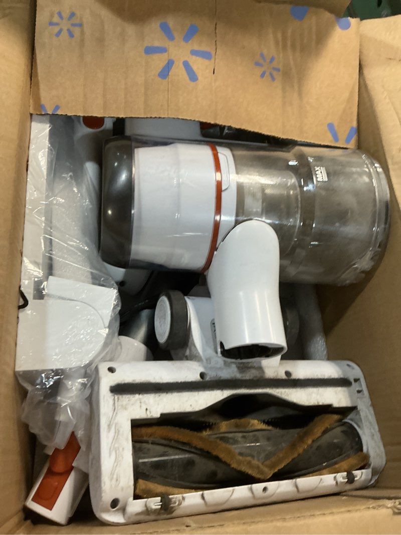 Condition photo showing As Is for tikom v500 cordless vacuum cleaner for home, 40000pa/450w stick vacuum with led touch screen, charging wall dock, anti-tangle, lightweight handheld vacuum for pet hair, hard floor, carpet orange&white