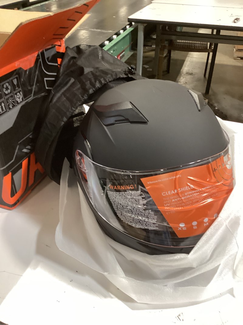 Condition photo showing Good Condition for oumurs dot modular motorcycle full face helmet flip-up dual visor, lightweight & dot approved, matte black modular helmet with rear led lights large