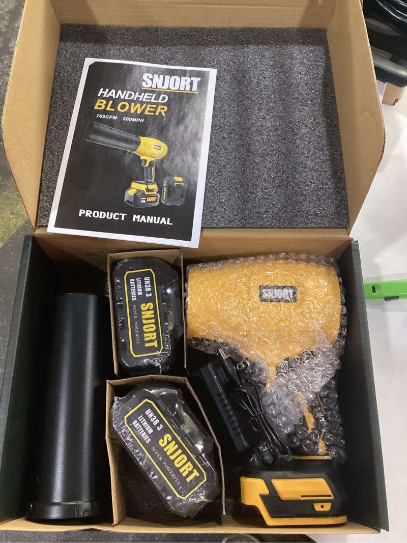 Condition photo showing New/Like New for Leaf Blower Cordless with Battery and Charger, 980,000 RPM, Extended Nozzle, Lightweight Handheld,Blower for Patio Cleaning,Leaves and Dust,Birthday Gifts for Men Dad Husband Yellow