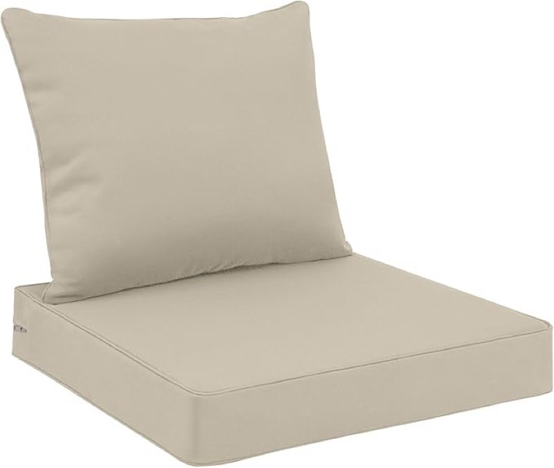 set of 3,deep seat patio cushions 22 x 22 inch waterproof outdoor chair cushions set of 3 loveseat cushions for outdoor furniture 4'' thick patio furniture cushion with handle straps, dark green 22 x 22 inch - 3set dark beige 