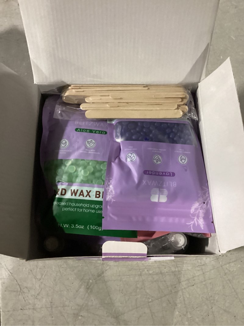 Condition photo showing New/Like New for BLITZWAX Brazilian and Bikini Waxing Kit for Women, Hard Wax Warmer for Face, Legs and Body, At Home Hair Removal Kit, Beginner Friendly, Quick Heating, Pink and Blue Gradient Color Pink-Blue