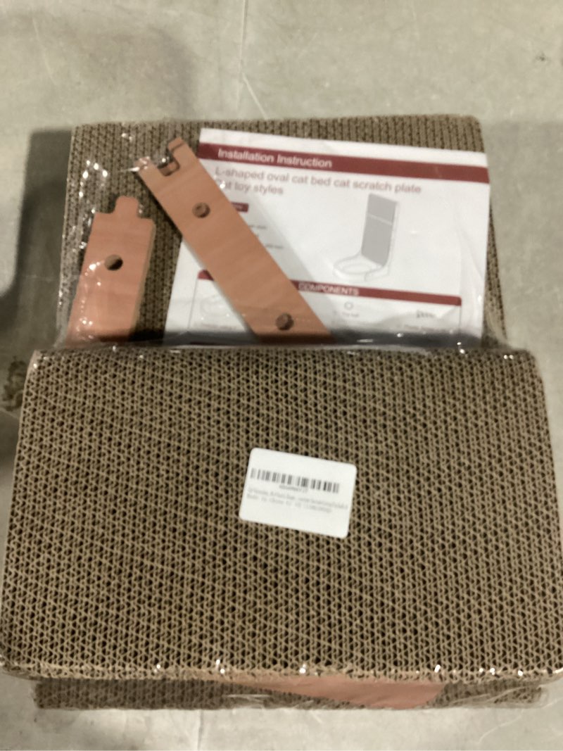 Condition photo showing Good Condition for Cat Scratcher, 2 in 1 Multifunctional 26.8 Inch L Shape Cat Scratch Pad Wall Mounted with Oval Cat Bed Bowl and Built-in Toy Balls for Indoor Cats (1 PCS Cat Scratcher Include Toy Balls) 1 Piece Cat Scratcher with Toy Balls