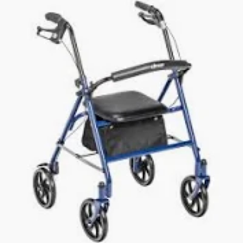 Drive Medical 10257BL-1 4 Wheel Rollator Walker with Seat 