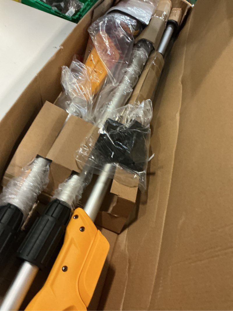 Condition photo showing Good Condition for cordless pole saw, compatible with dewalt 20v max batteries, 8 inch low kick-back bar and chain, extension pole for up to 15 ft reach, auto lubrication system, tool only-battery & charger not included