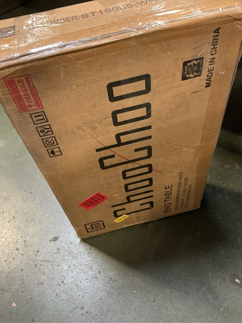 Condition photo showing New/Like New for ChooChoo Farmhouse Nightstand with Charging Station, Wooden Top Bedside End Table with Drawer and Storage Space for Bedroom, White White 1 pack