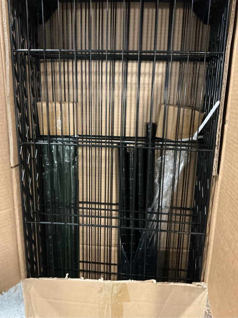 Condition photo showing Good Condition for IZEUK 1400 LBS Garage Black Shelving Wide Storage Shelves 4 Tier Adjustable Heavy Duty Metal Wire Rack Standing Shelf Unit for Kitchen Office College Dorm Garage Warehouse 15.8" x 45.8"x 59.4" 4 Tier,15.8" D x 45.8" W x 59.4" H Black
