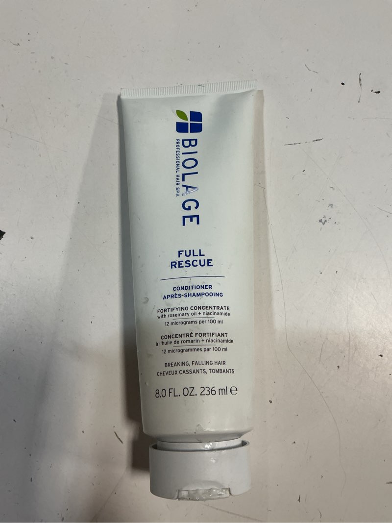 Condition photo showing As Is for biolage full rescue conditioner - fortifies & strengthens for stronger hair, longer lengths in 4 weeks*, instantly fuller-looking hair, rosemary oil & niacinamide, vegan & cruelty-free 7.9 fl oz
