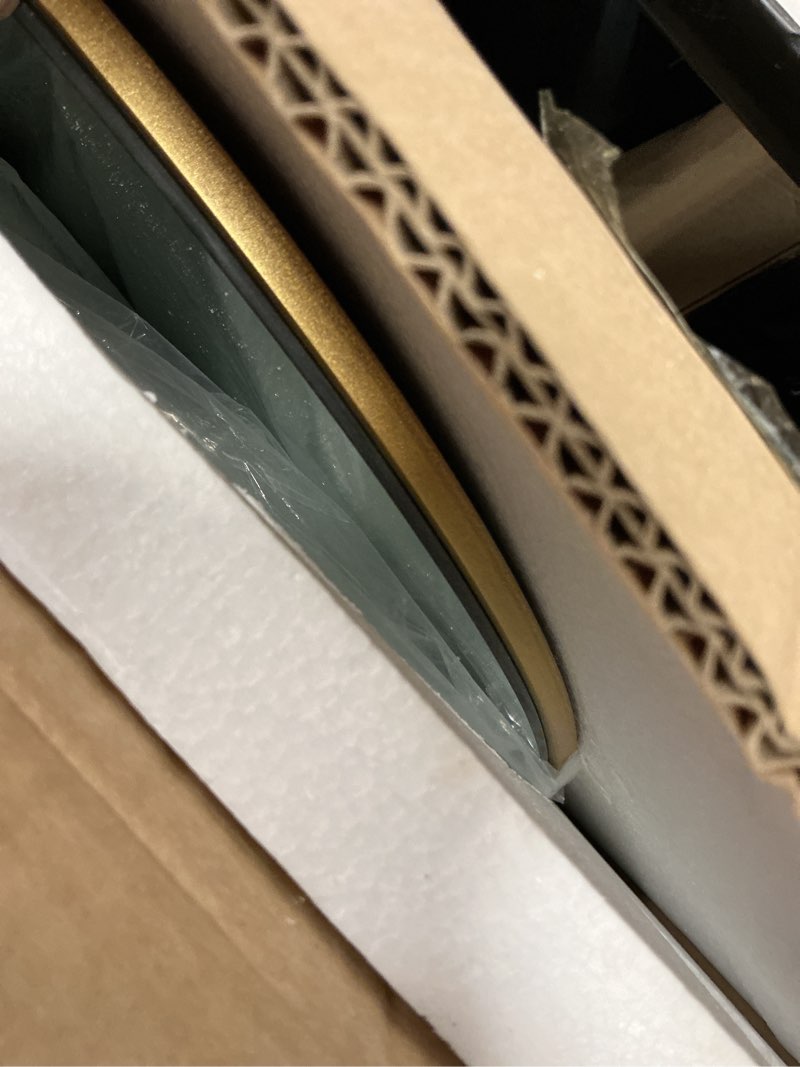 Condition photo showing Good Condition for perfnique irregular wall mirror asymmetrical mirror, 32''x24'' gold mirror for bathroom bedroom living room entryway, decorative modern boho decor, wall mouted(gold, 32''x24'') gold 32"l x 24"w