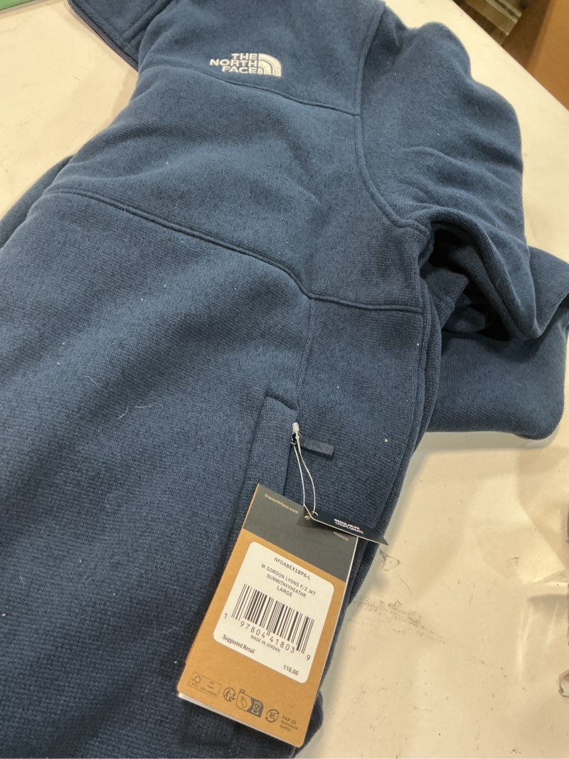 Condition photo showing As Is for The North Face Men's Gordon Lyons Full Zip Jacket | Cold Weather Top With Zippered Hand Pockets Large Summit Navy Heather