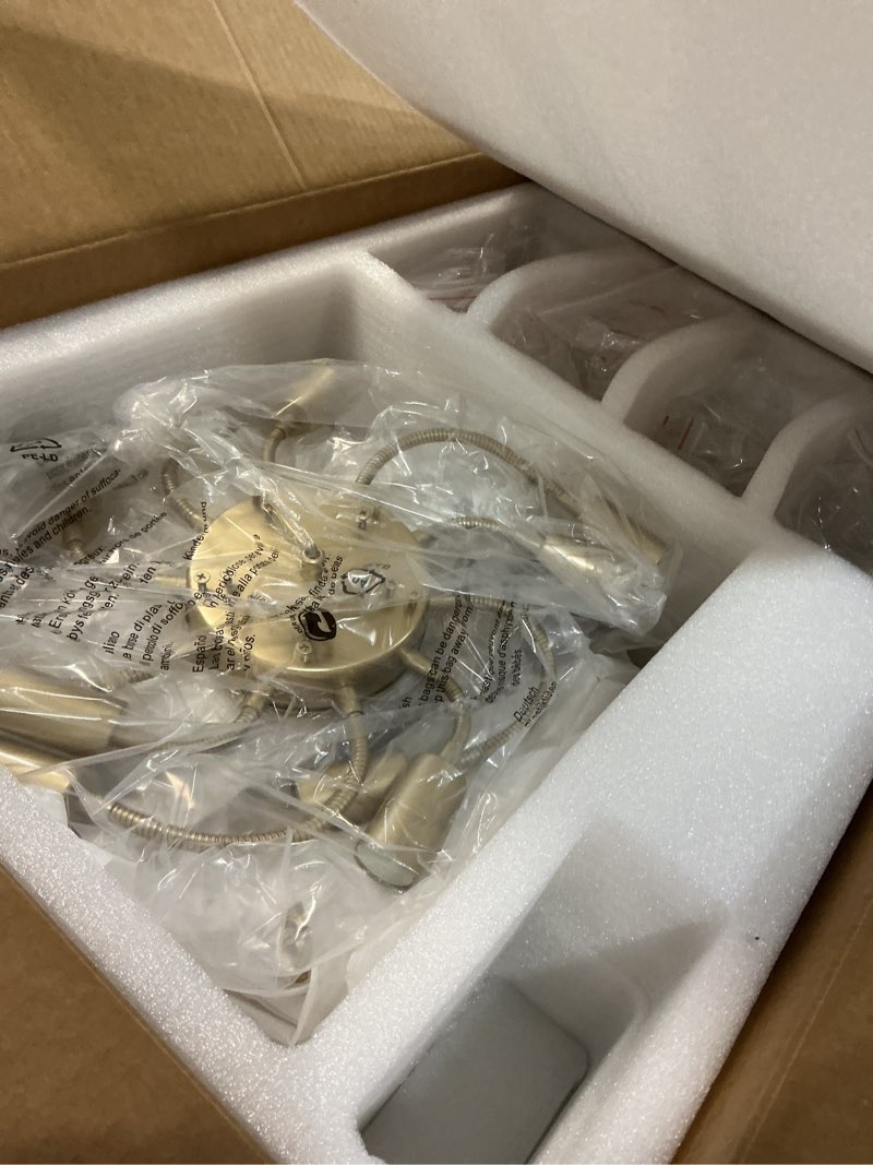 Condition photo showing Good Condition for EGM Gold Tree Branch Crystal Chandelier, 32 Inch Modern Raindrop Crystal Ceiling Light Fixtures 10-Light(E12), Hanging Round Chandeliers for Dining Room Living Room Bedroom Foyer Soft Gold 32 Inch (10 Light)