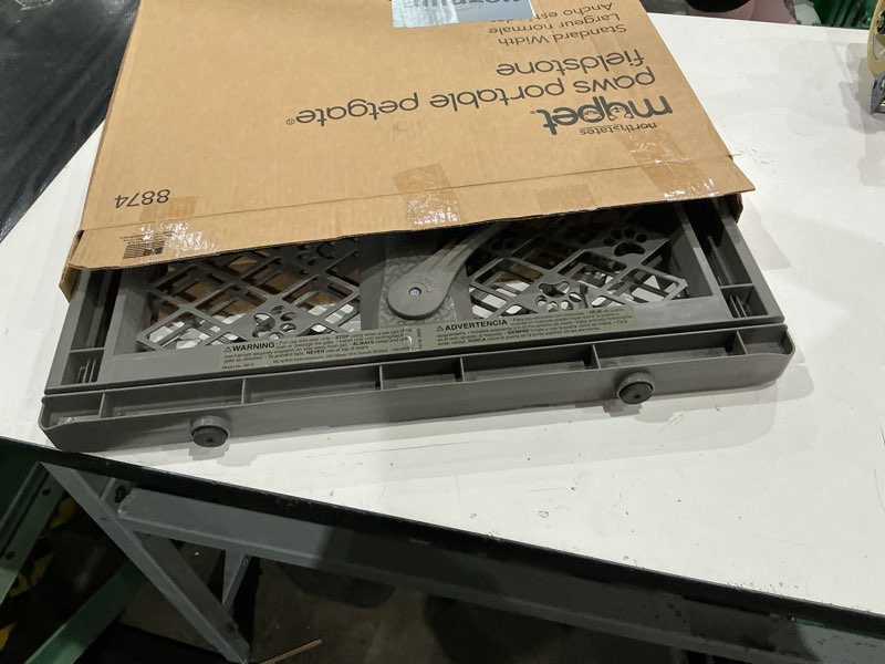 Condition photo showing Good Condition for mypet north states paws portable pet gate: 26-40" wide. pressure mount. no tools needed. made in usa, 23" tall, expandable, durable dog gates for doorways, fieldstone gray