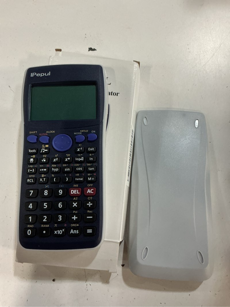 Condition photo showing Good Condition for graphing calculator,ipepul scientific calculators 10 modes /4 graphing functions,desktop math calculator for college students,school supplies for middle high school teachers office dark blue