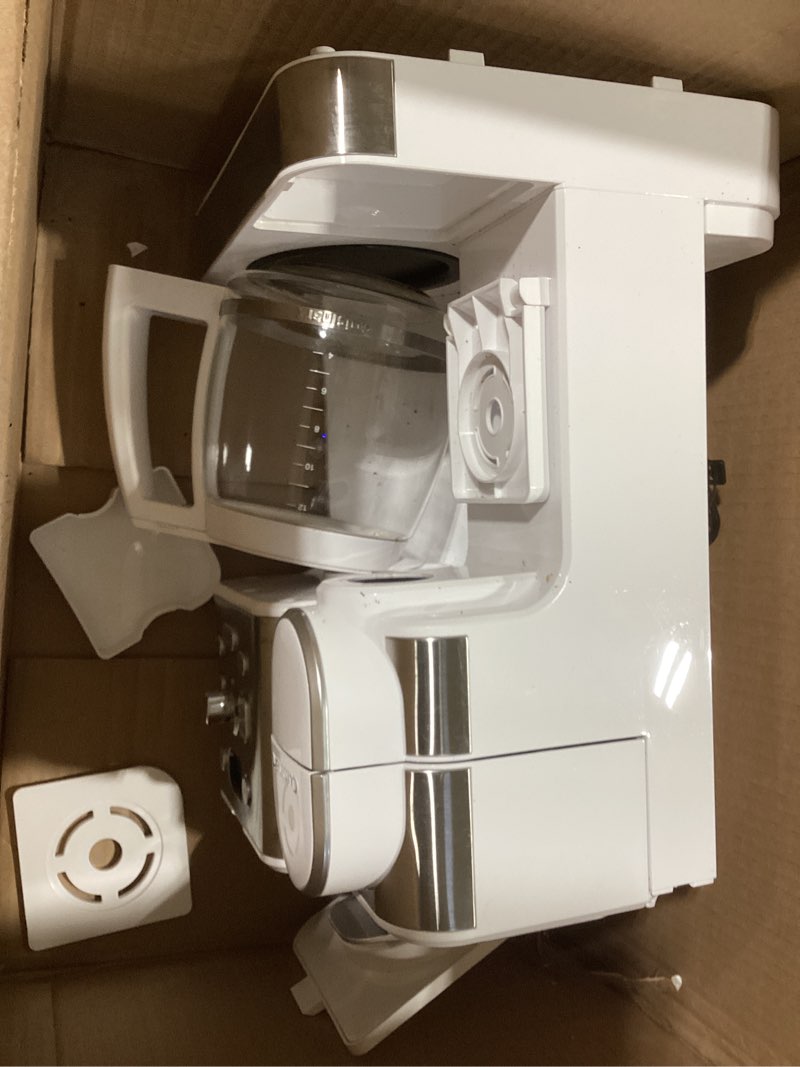 Condition photo showing As Is for Cuisinart 12-Cup Coffee Maker, Single-Serve Brewer Glass Carafe, Automatic Hot & Iced Coffee Machine, Brew Strength Control and Brew Pause, SS-16W, White