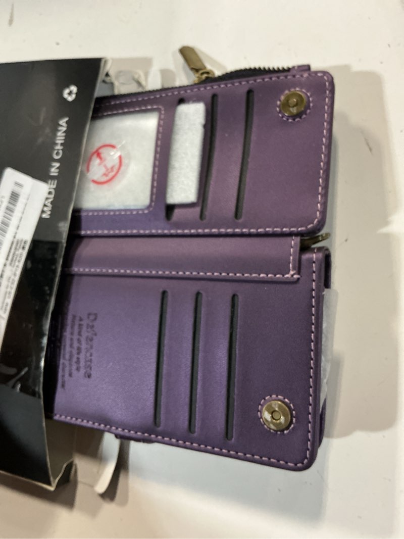 Condition photo showing Good Condition for defencase for iphone 13 magnetic wallet case compatible with magsafe with rfid blocking zipper & card holder for women men, pu leather strap detachable phone case for iphone 13 (6.1 inches), purple iphone 13 - 6.1" (detachable with magsafe)-purple