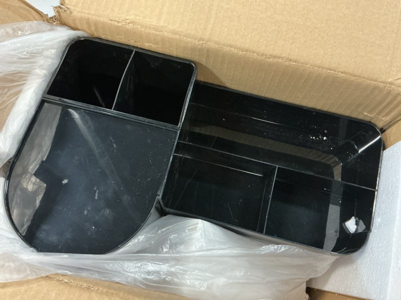 Condition photo showing Good Condition for Makeup Organizer with Rotating Brush Holder Cosmetic Organizer with Drawers Countertop Skincare Organizer for Vanity,Cosmetic Display Case Storage (Black, Large) Black Large