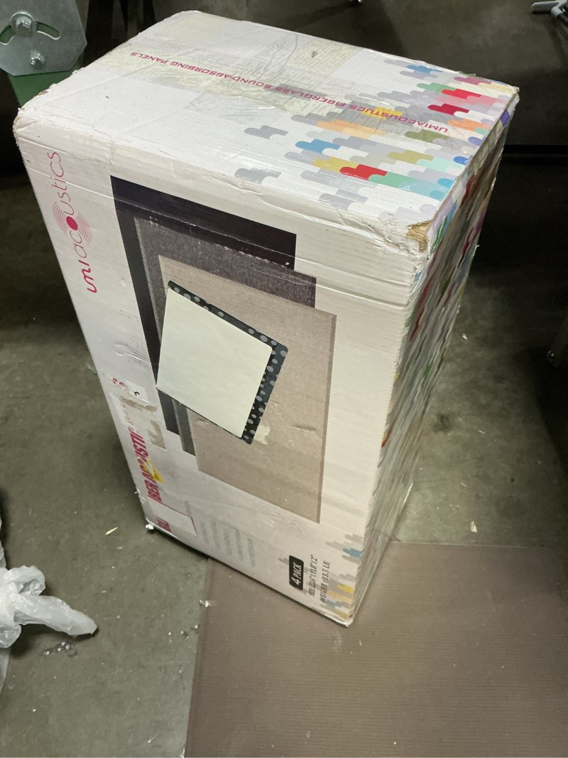 Condition photo showing New/Like New for umiacoustics 4 pcs acoustic panels with hanging hardware, 2” thick fiberglass sound proof panels for studios, office, home theater ceiling or wall- medium grey 23.6" x 11.8"-4pcs medium grey