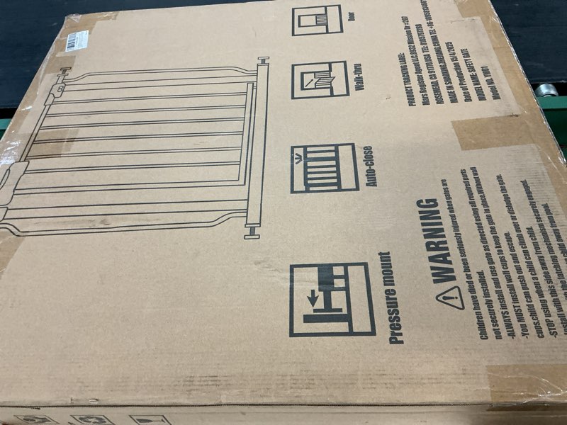 Condition photo showing New/Like New for hooen 30" tall extra wide baby gates for doorways stairs 86 to 105 inch large long pressure mounted dog gates for the house metal tension indoor child safety gates for kids or pets 86.3"-105"/219-267cm black