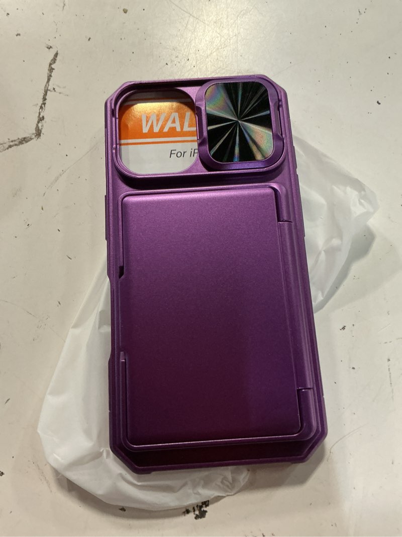 Condition photo showing Good Condition for vihibii for iphone 16 case wallet, card holder (4 cards) 2024, dark purple | integrated wallet, rfid blocking, slide lens camera cover, military-grade drop protection, shopping & traveling light dark purple iphone 16