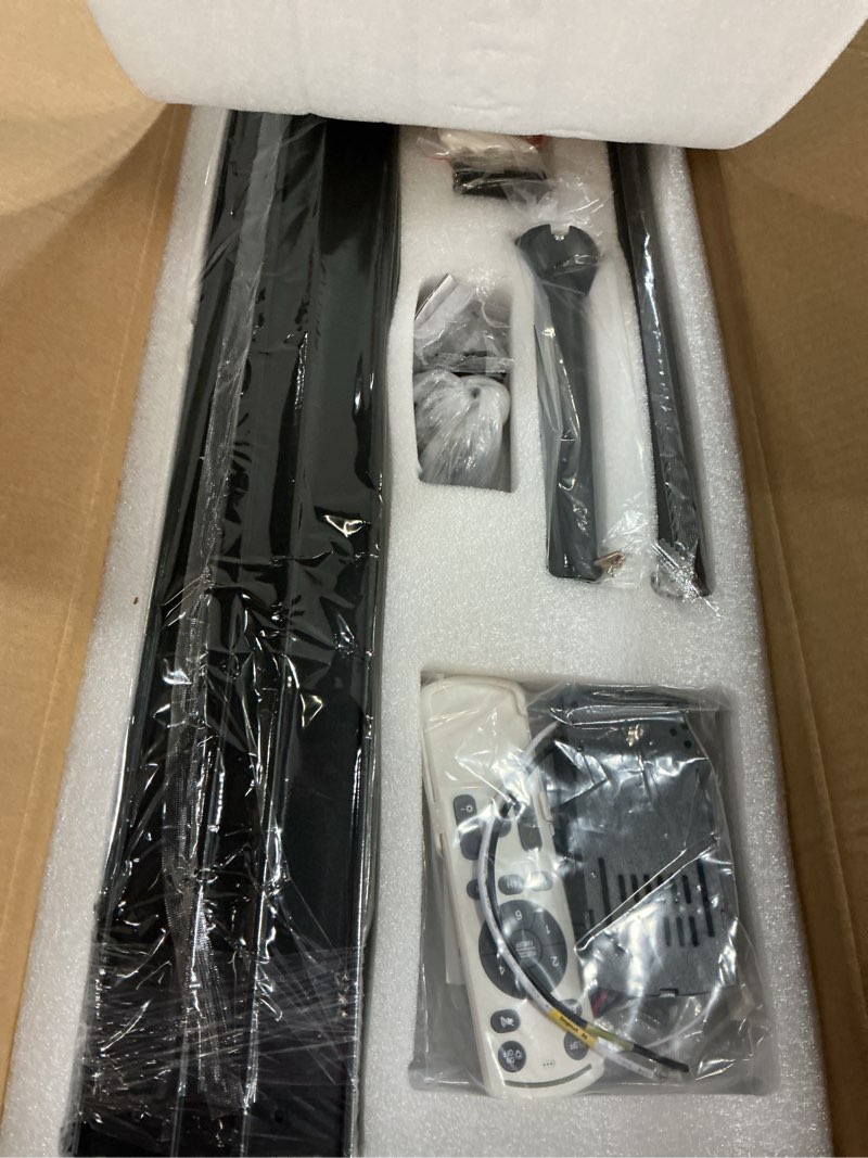 Condition photo showing New/Like New for ohniyou 60" industrial ceiling fan with lights - remote & app control, dimmable, dc motor, outdoor fan with aluminum blades for patio living room, black black 60 inch with light