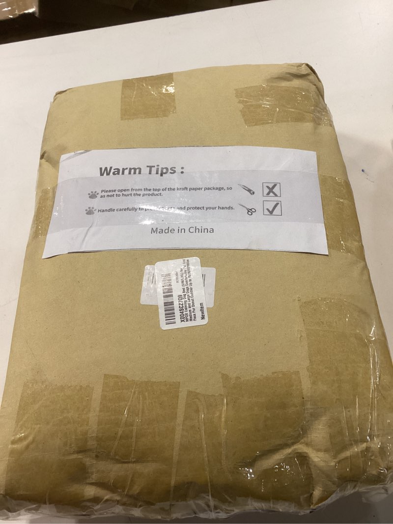 Condition photo showing New/Like New for mfox calming dog bed (s/m/l/xl) for medium and large dogs comfortable pet bed faux fur donut cuddler up to 15/30/50/90lbs 27.0"l x 27.0"w x 8.0"th khaki