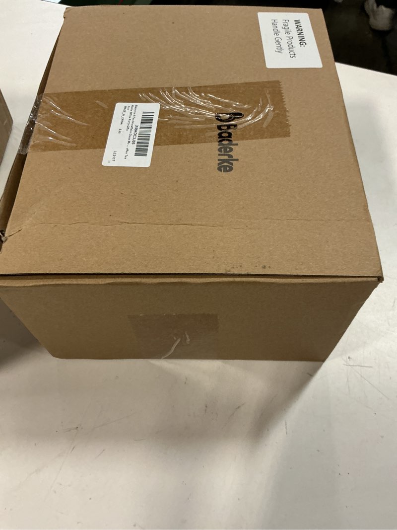 Condition photo showing New/Like New for Baderke Set of 4 Snowflake Glass Coffee Mugs 12 oz Borosilicate Glass Cups with Handle Clear Winter Holiday Coffee Cups White Blue Snowflake Mugs for Drinking Beverages Latte Hot Chocolate