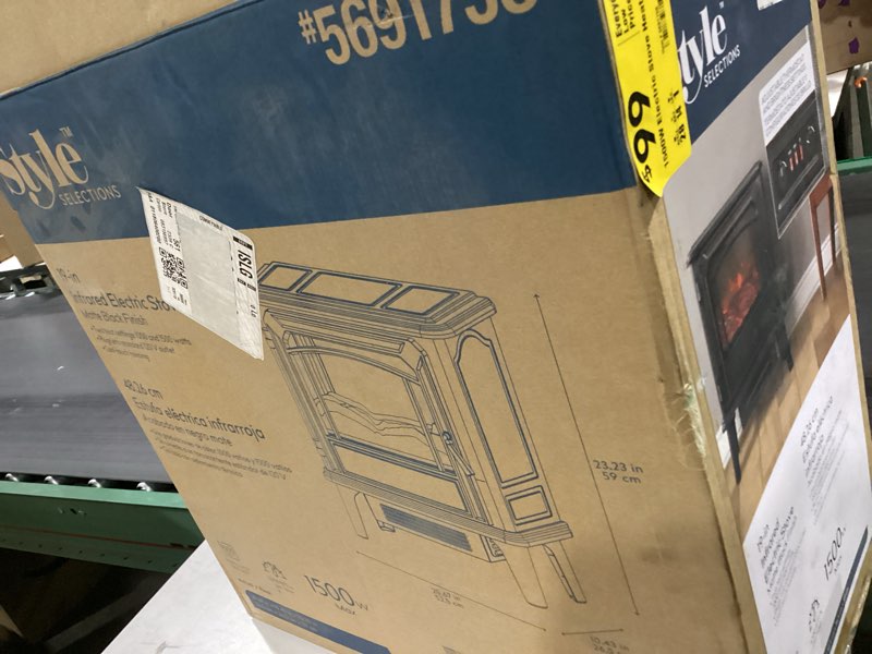 Condition photo showing As Is for Style Selections 20.87-in W 5200 -BTU Black Metal Flat wall Fan-forced Electric Stove