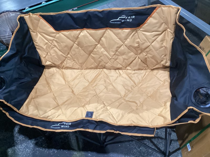 Condition photo showing Good Condition for (similar to stock photos)fair wind oversized fully padded camping chair folding loveseat camping couch double duo chair heavy duty quad fold arm chair with cup hold - supports 650 lbs black black double seat