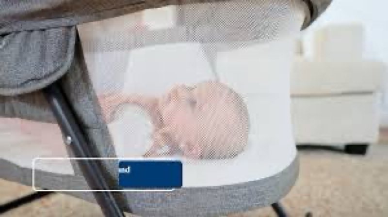 Baby Delight Slumber Deluxe Rocking Bassinet, Portable Baby Bassinet, Removable Canopy, Charcoal Tweed