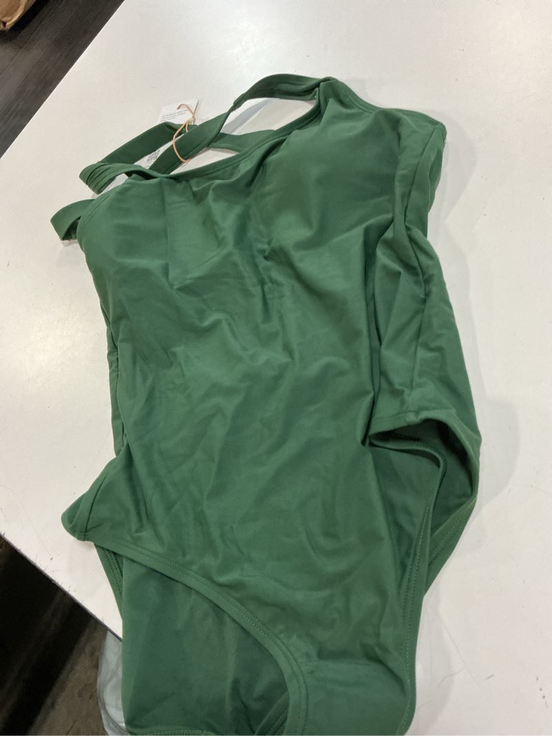 Condition photo showing Good Condition for italian cross-back one-piece swimsuit, m, palm