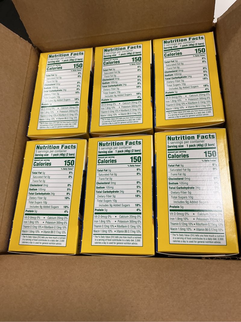 Condition photo showing Good Condition for (best by 11 may 2026) belvita fruit bakes, blueberry, soft baked breakfast bars, 6 boxes of 5 packs (2 fruit bars per pack)