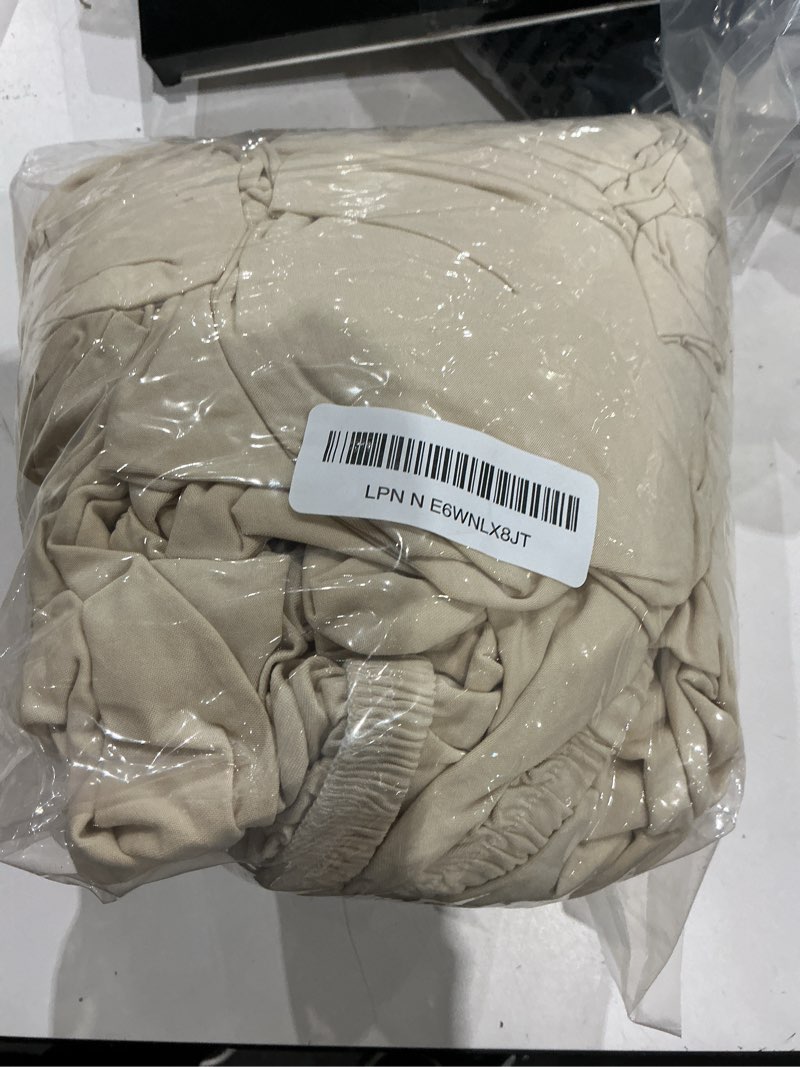 Condition photo showing Good Condition for stretch sofa cover couch covers, 2-piece armchair cover with separate cushion cover, washable soft spandex furniture protector for living room(armchair, beige) beige small