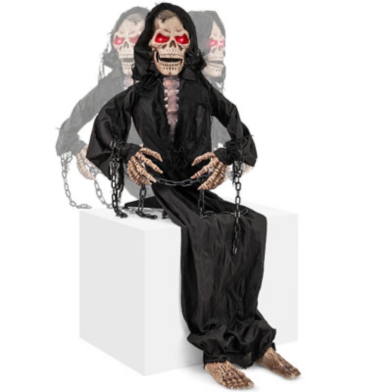 halloween animatronics animatronic sitting skeleton halloween animated moving reaper with light up eyes