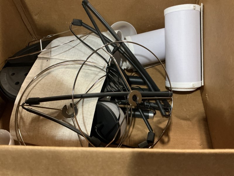 Condition photo showing As Is for 36W Corner Floor Lamp Dimmable - 3 Lights Arc Floor Lamps Standing Lamp with Remote & Touch Control, Tall Lamp for Living Room Corner, Bedroom, Office Black-Beige Linen Lampshade