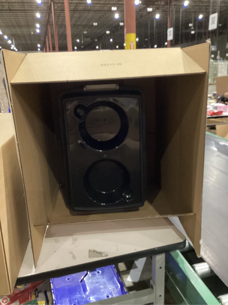 Condition photo showing As Is for IRIS USA Elevated Dog Bowls, 15" H Raised Bowl for Large Dogs, Airtight Pet Food Storage Holds Up to 47 Lbs, 2 Removable 64 oz Stainless Steel Bowls, at Home or Camping, Smoke/Black Large - 15"H w/ 2 Bowls Smoke