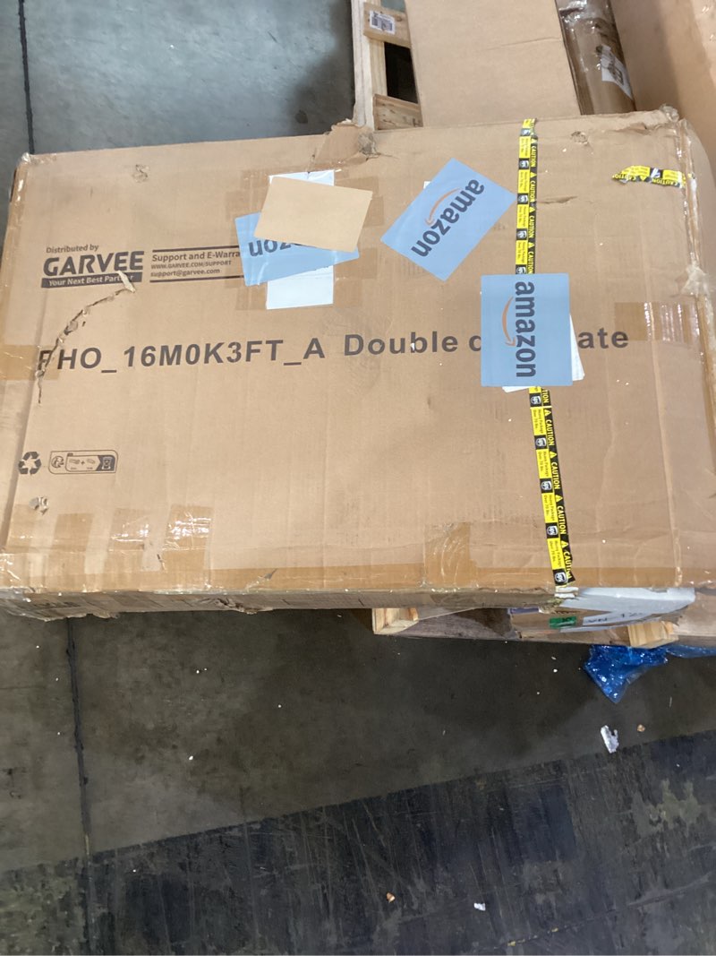 Condition photo showing As Is for Garvee Double Tilt Out Trash Cabinet, 20 Gallon Hidden Trash Can Storage Cabinet, Pet-Proof Garbage Can Cabinet for Kitchen Dining Living Room, White Dual Doors