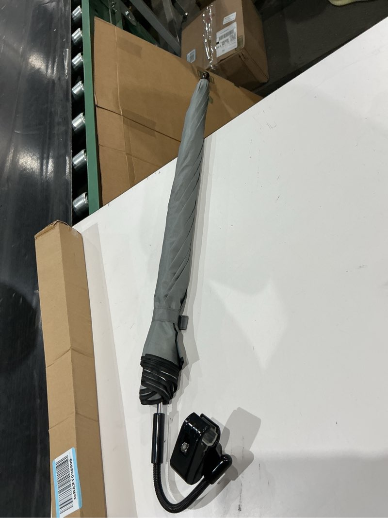 Condition photo showing Good Condition for similar to not exact color is grey universal adjustable beach chair umbrella with clamp, clip on sunshade for stroller, patio chairs & golf carts black-90cm