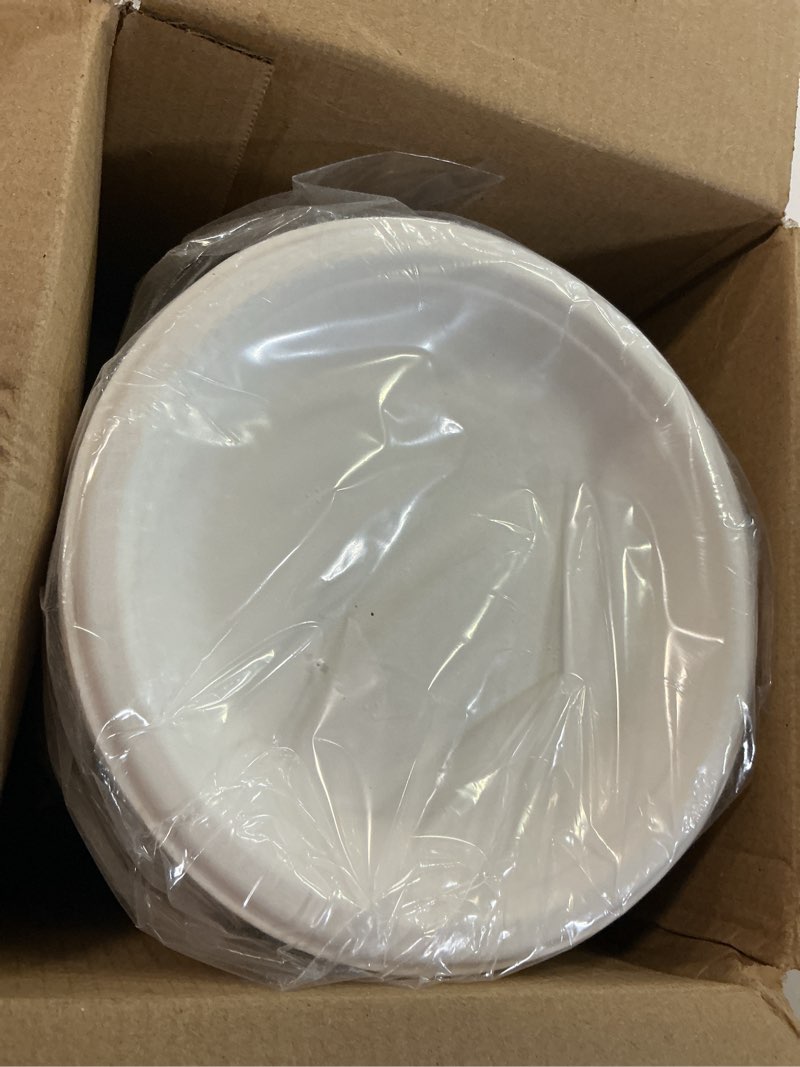 Condition photo showing New/Like New for turbo bee 200pack paper plates 6 inch 100% compostable white, heavy-duty disposable paper plates bagasse natural biodegradable eco-friendly sugarcane for parties picnics white-6inch