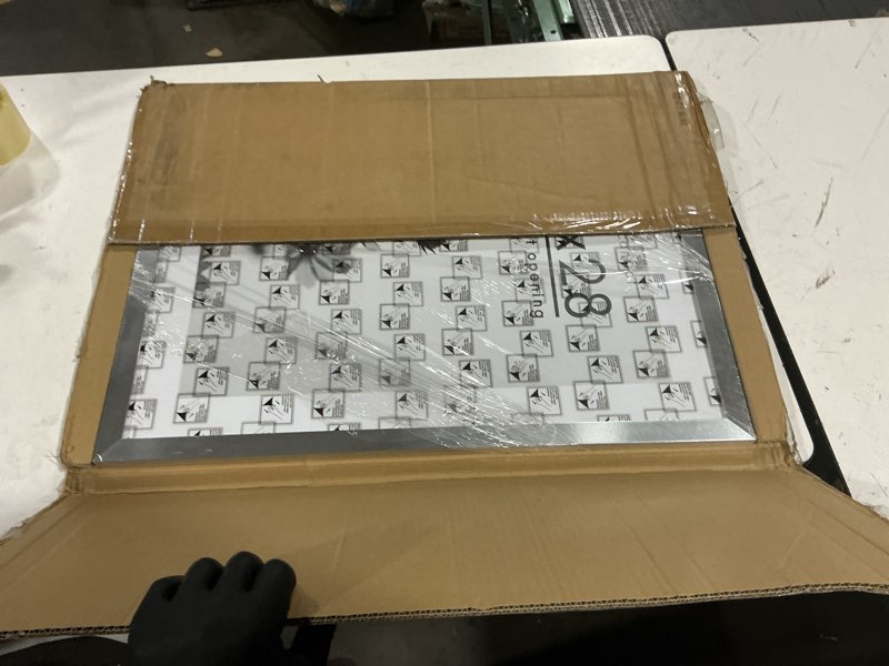 Condition photo showing Good Condition for americanflat 22x28 poster frame with polished plexiglass - use as 18x24 frame with mat or display 22x28 photo without mat - hudson collection - wide picture frames for wall display - silver silver 22x28