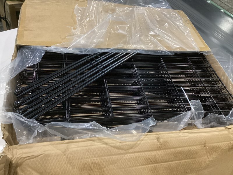 Condition photo showing As Is for 15 panels no dig decorative garden fence for yard, 32 in(h) x 35.4 ft(l) animal barrier fencing for outdoor dog, metal portable garden fences for borders, pets, landscape, temporary fence 15 panels-32 in(h) x 35.4 ft(l)