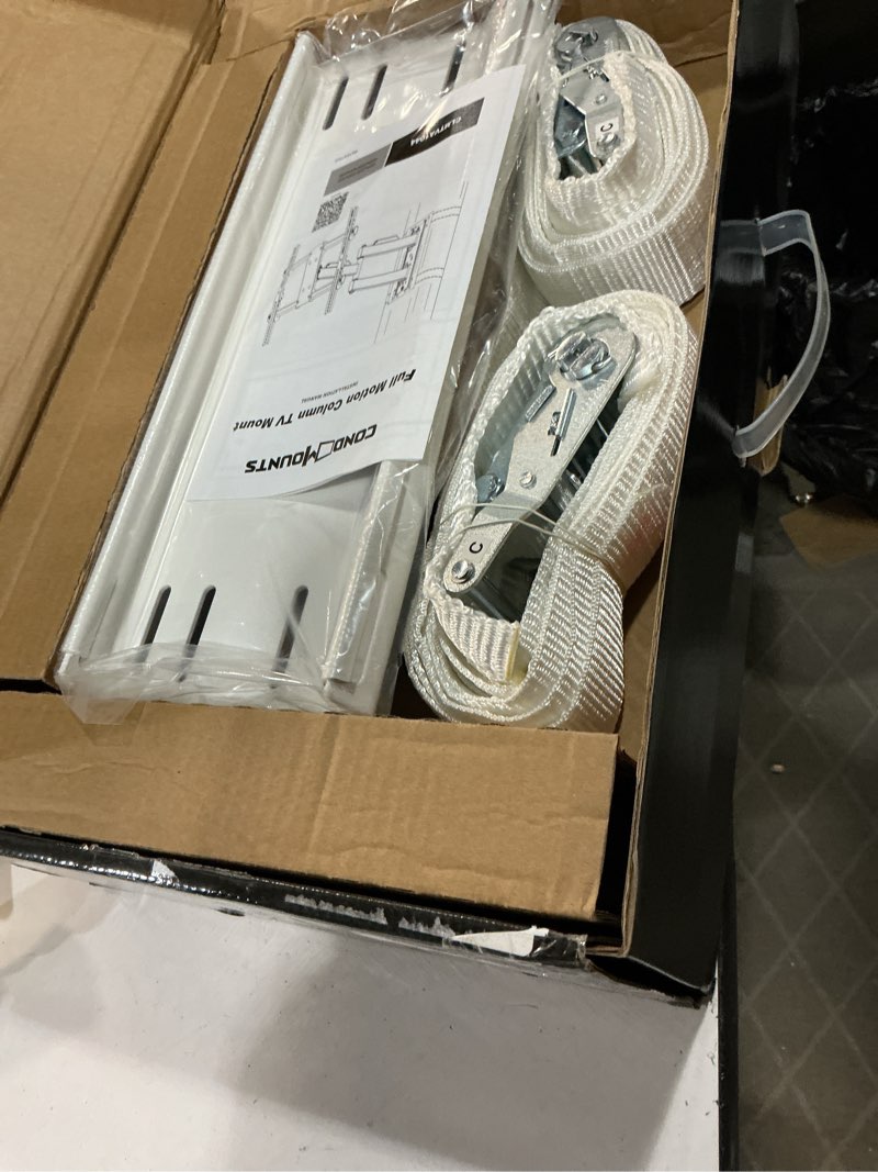 Condition photo showing Good Condition for condomounts clmtva1044 full motion large pillar tv mount | column | round & square tv post mount | no drill | holds 80lbs | fits 32-in. to 70-in. tvs | fits pillars 8-in & wider | white strap large pillar full motion pillar mount