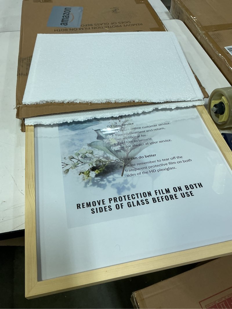 Condition photo showing Good Condition for A2 Poster Frame,16.5x23.4in (42x59.4cm) Natural Wood Picture Frames with Polished Plexiglass,Easy to Hang,Display Picture A2 without Mat or A3 with Mat for Wall Mounting Horizontally and Vertically