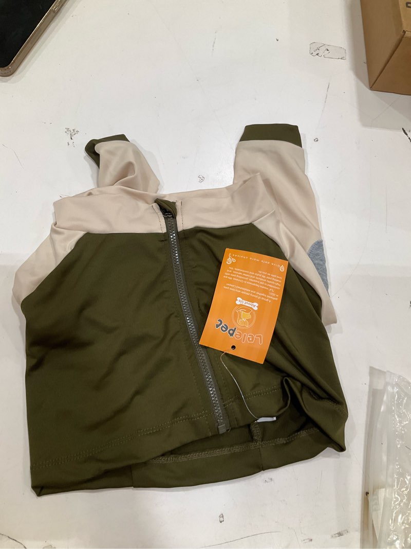 Condition photo showing Good Condition for lelepet dog recovery suit for front legs, dog sleeve to stop licking, elbow protector for leg injuries shoulder wounds after surgery male female,zippered long-sleeved shirt cone alternative(s-3xl) l army green