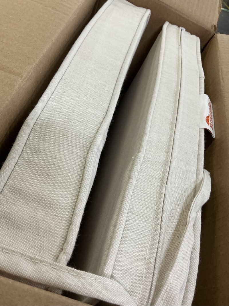 Condition photo showing Good Condition for sunbrella 17 in. square outdoor corded chair pad, cast pumice