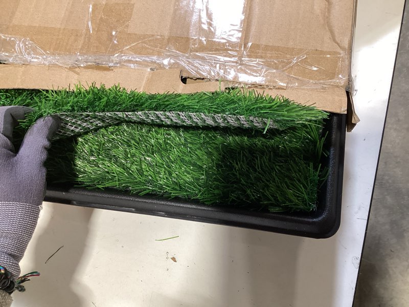 Condition photo showing Good Condition for artificial dog grass pee pad 20”x 25” 2 pack, grass pad for dogs indoor potty training, replacement turf for puppy, washable reusable realistic fake grass mat 20"x25"
