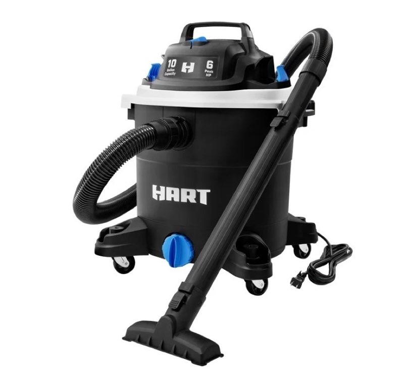 hart voc1012pf 3703 10 gallon 6 peak hp poly wet/dry vacuum with locking accessories