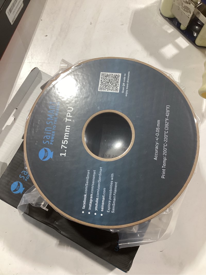 Condition photo showing New/Like New for sainsmart tpu filament 1.75, blck flexible tpu 3d printing filament, 1.75 mm, 0.8 kg, dimensional accuracy +/- 0.05 mm black
