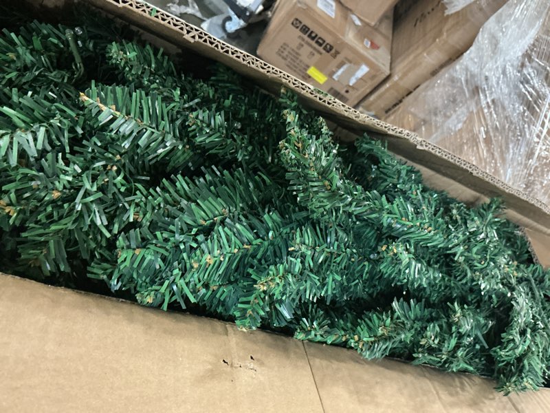 Condition photo showing As Is for homcom 8' artificial pencil christmas trees holiday decoration with colorful led lights, steel base, skinny shape