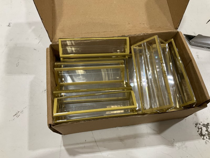 Condition photo showing Good Condition for 4x6 acrylic sign holders 8 pack gold table number holder for wedding picture frame double sided table menu stands with vertical stand, photos and art display vertical-8 pack-4" x 6"