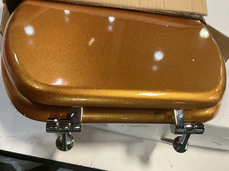 Condition photo showing Good Condition for Resin Toilet Seat Elongated Soft Close Quick Release Heavy Duty Toilet Seats with Glitter Cover Acrylic Seats Gold Foil 19 Inch Elongated-19" Golden Foil